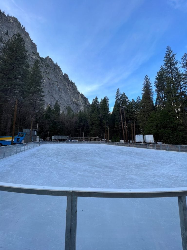 Ice skating Rink in Curry Village in Yosemite in December