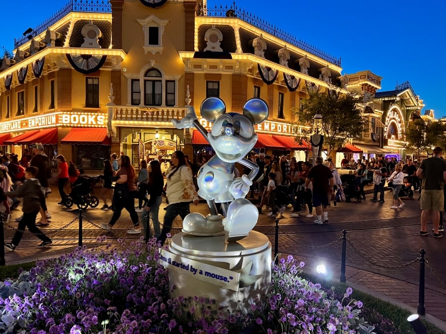 Mickey mouse silver statue in Disneyland