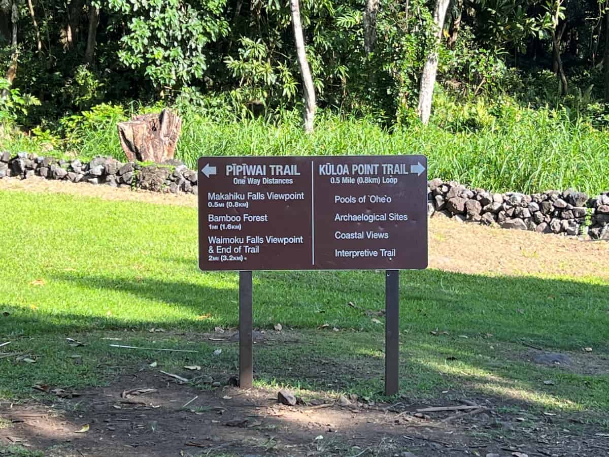Sign at Pipiwai Hike Trailhead