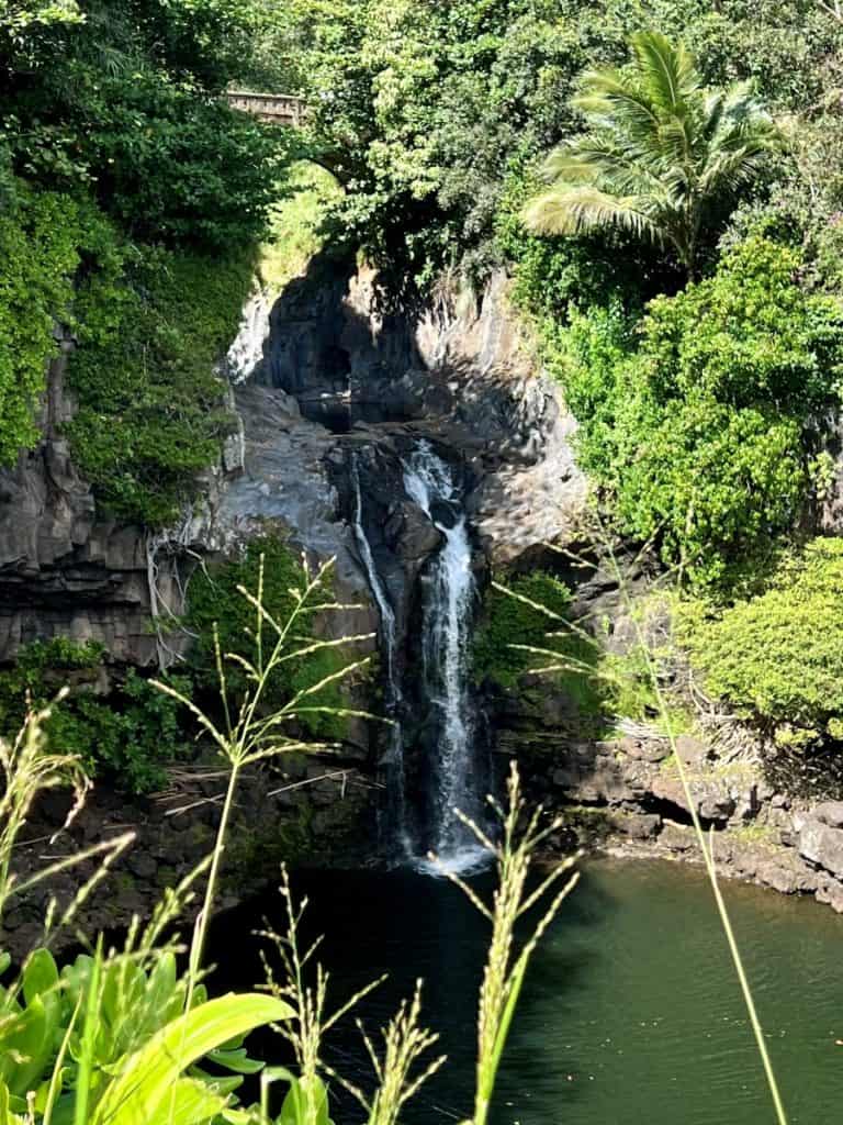 Waterfall falling into a pool at Oheo Gulch
