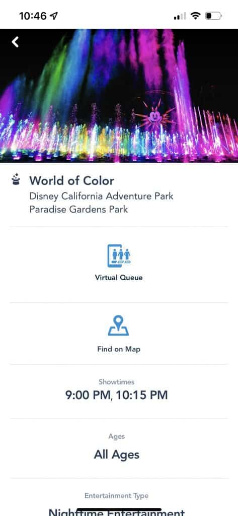 Virtual Queue for World of Color