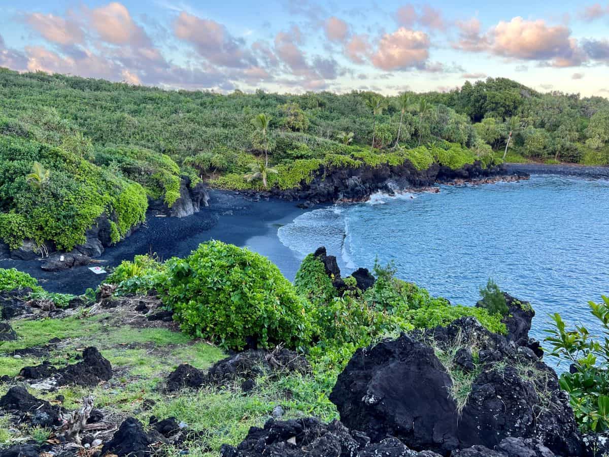 Black sand beach is one of the best stops on Road to Hana and a must in any Road to Hana Itinerary