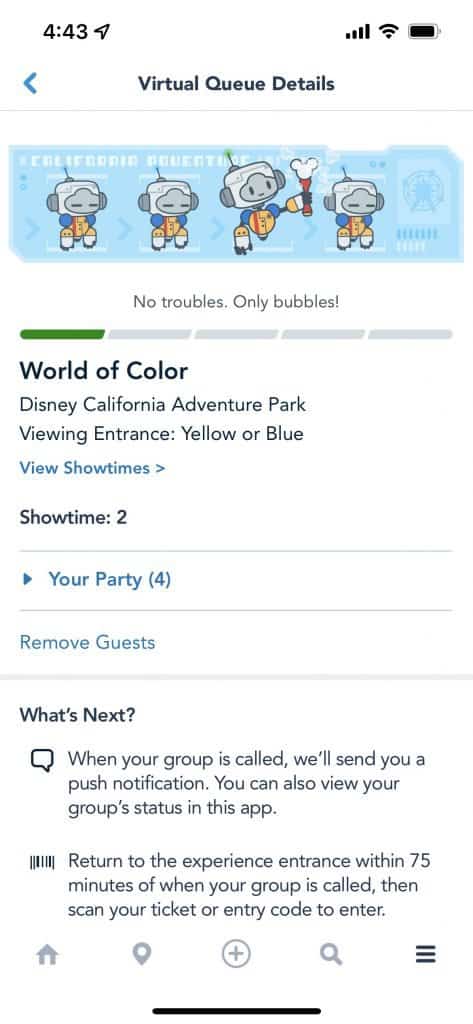 World of Color Virtual Queue Booking