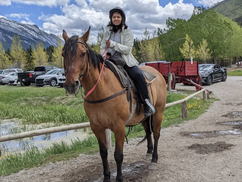 Anu on a horse in Banff