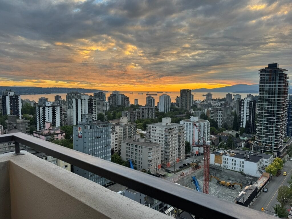 Sunset views from the room balcony