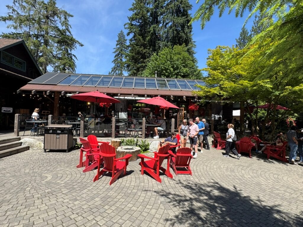 Restaurant area with outdoor seating at Capilano Park