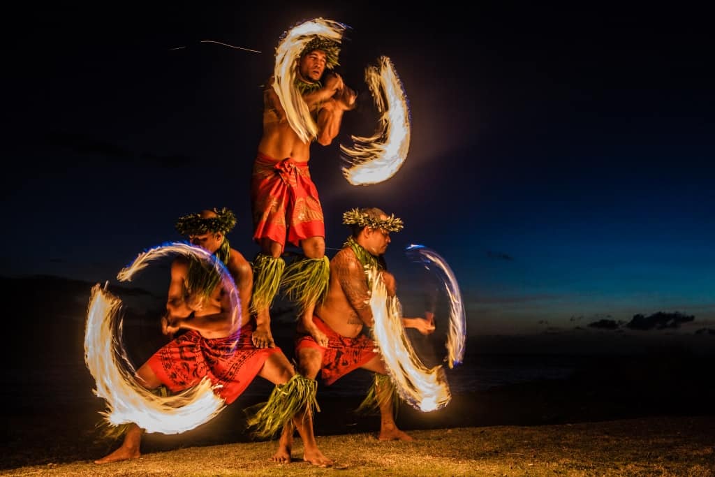 fire dancing in Hawaiian Luau