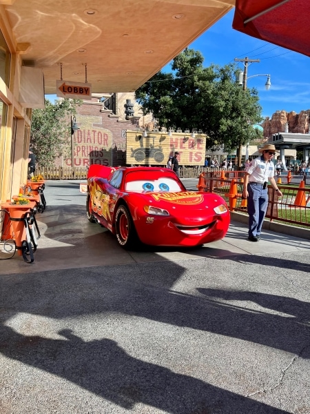 Lightning Mcqueen at Cars Land for photo ops