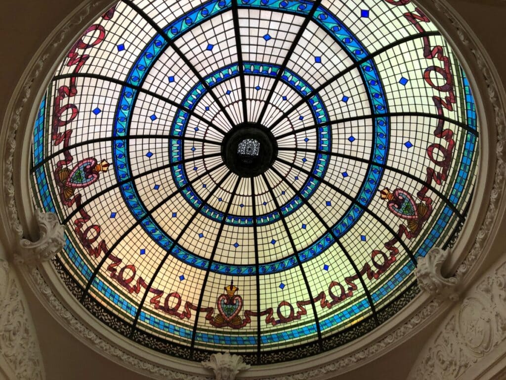 Stained glass dome inside Boldt Castle
