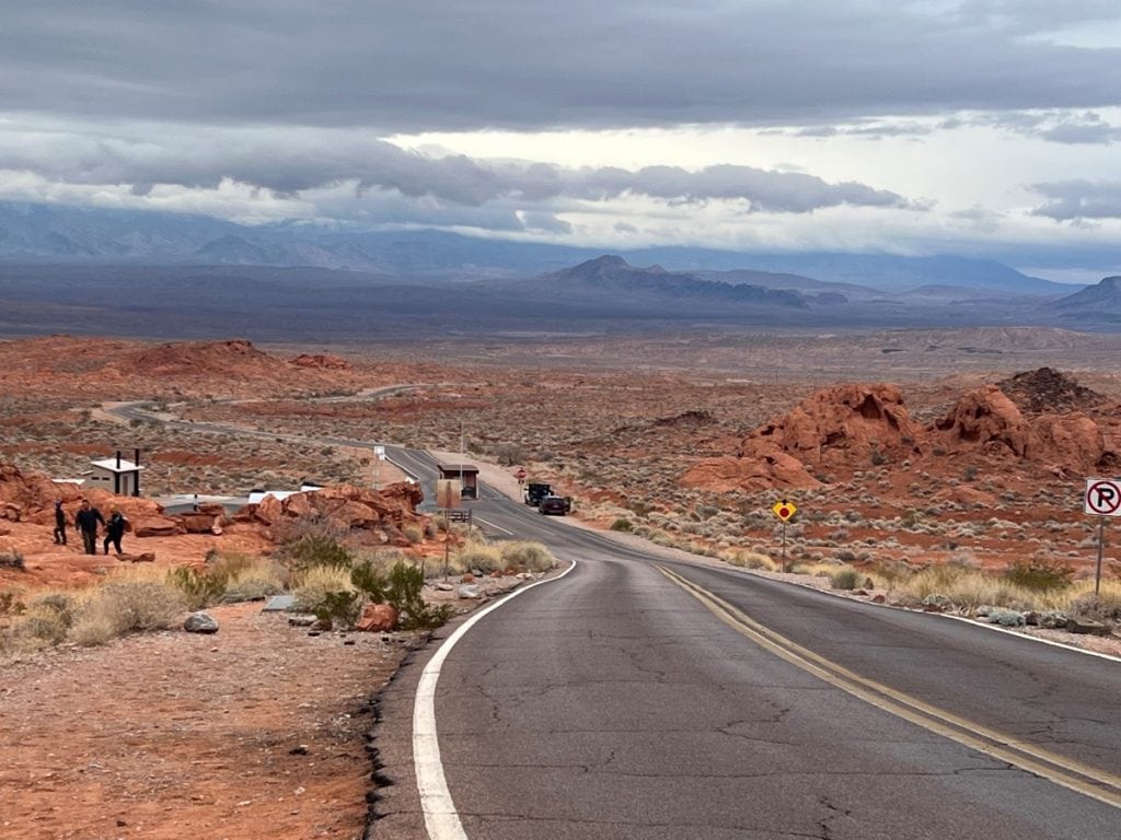 Valley of Fire road with beautiful panoramic landscape on both sides