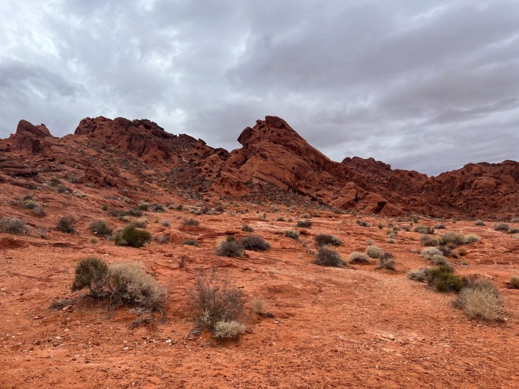 Stunning red rock landscape at Valley of Fire. Visiting Valley of Fire from Las Vegas is a great day trip