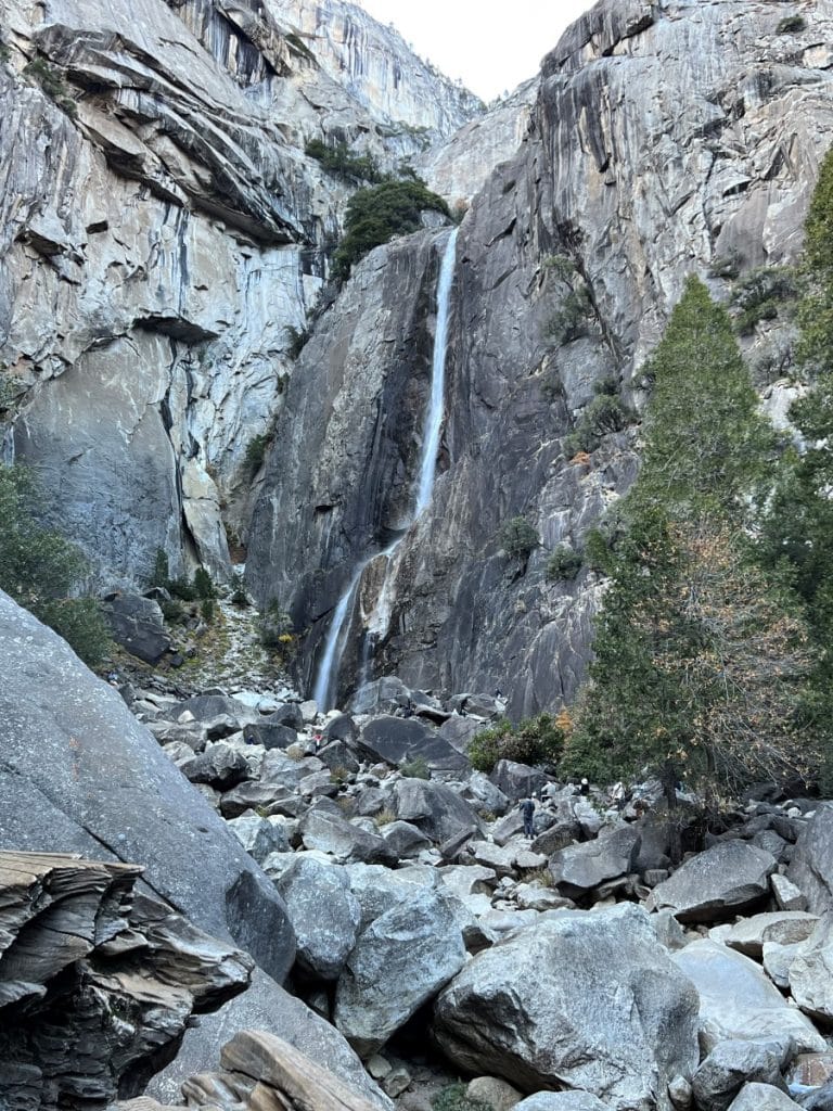 Yosemite Falls with just a trickle of water in winter